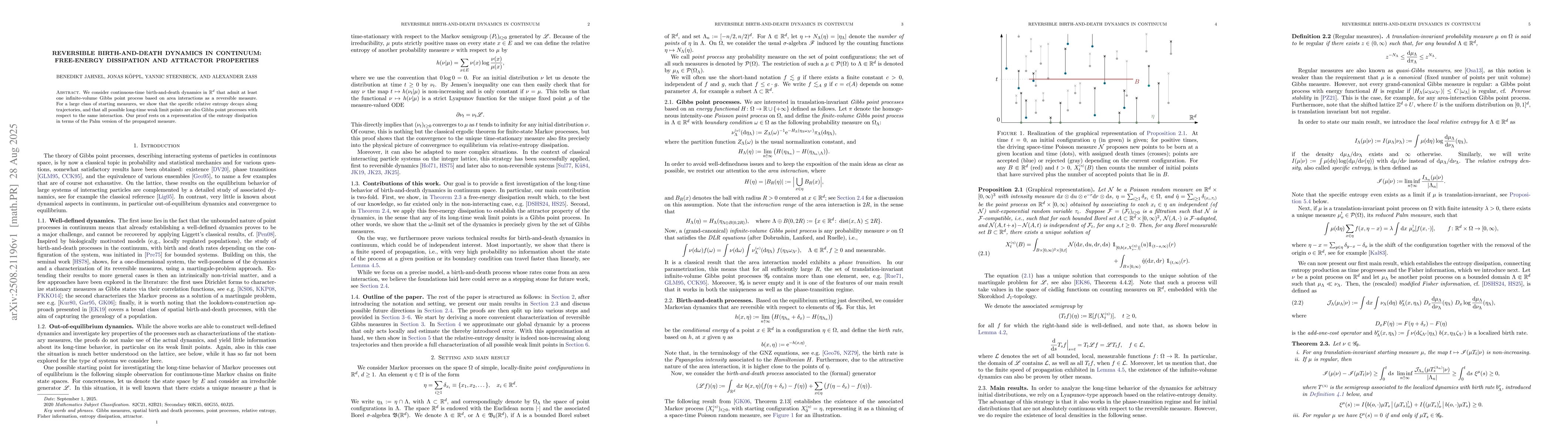 Thumbnail for Reversible birth-and-death dynamics in continuum: free-energy
  dissipation and attractor properties