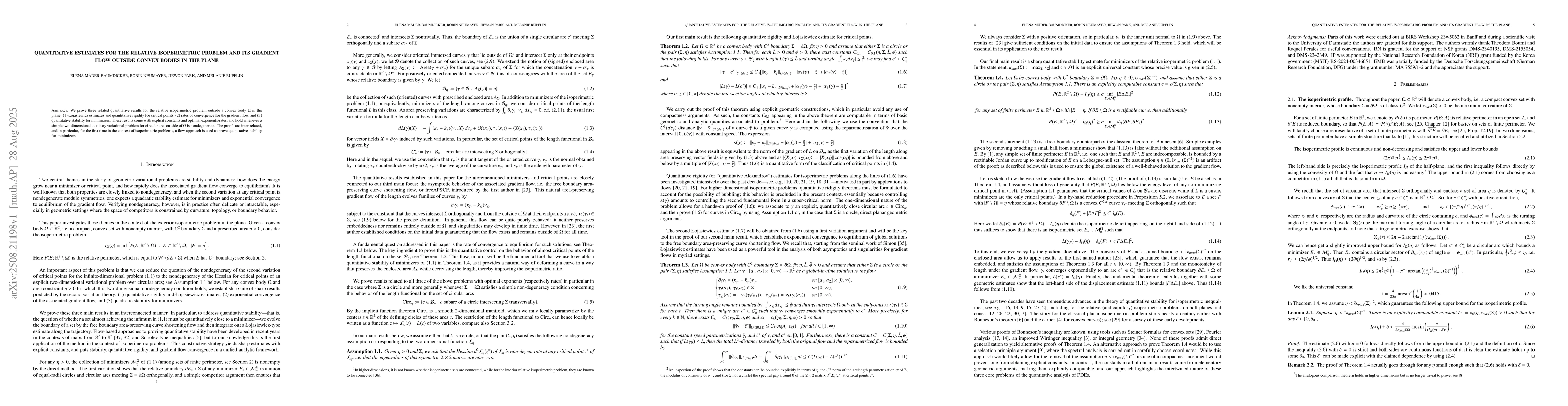 Thumbnail for Quantitative estimates for the relative isoperimetric problem and its
  gradient flow outside convex bodies in the plane