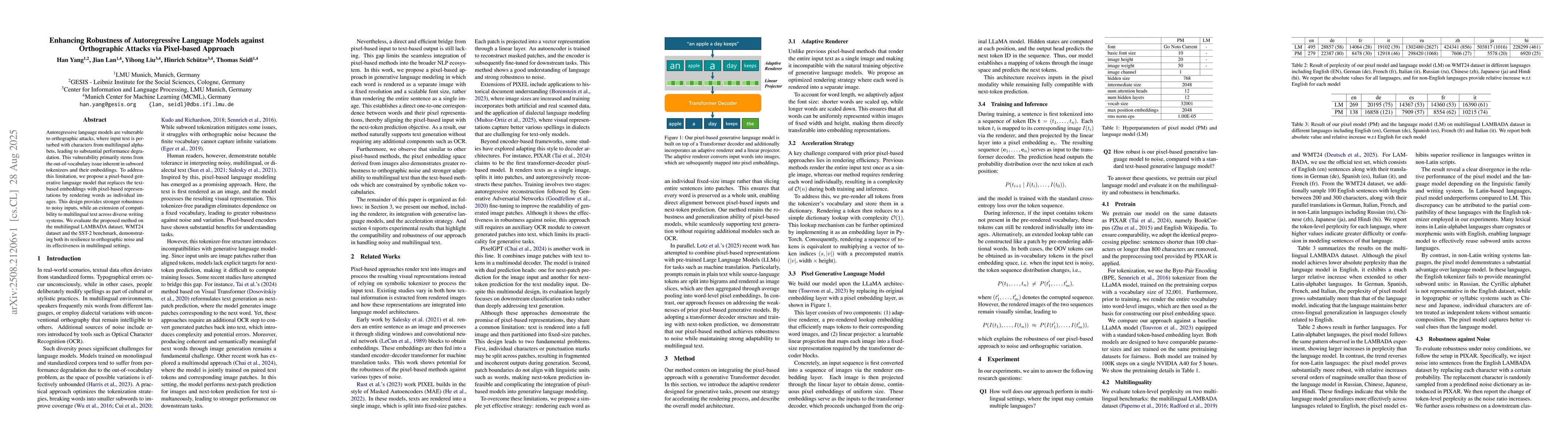 Thumbnail for Enhancing Robustness of Autoregressive Language Models against
  Orthographic Attacks via Pixel-based Approach