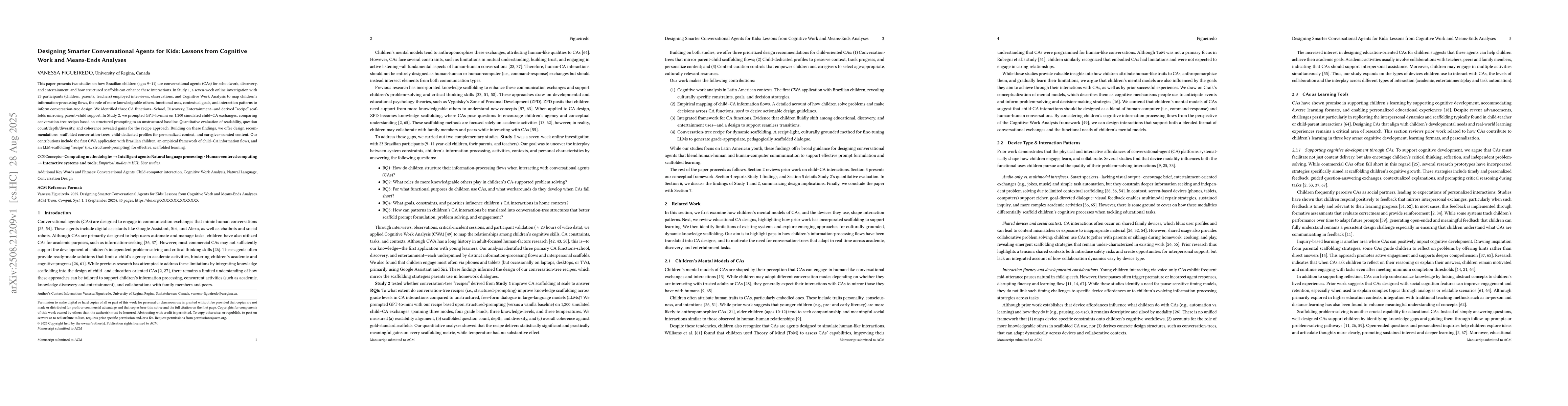 Thumbnail for Designing Smarter Conversational Agents for Kids: Lessons from Cognitive
  Work and Means-Ends Analyses