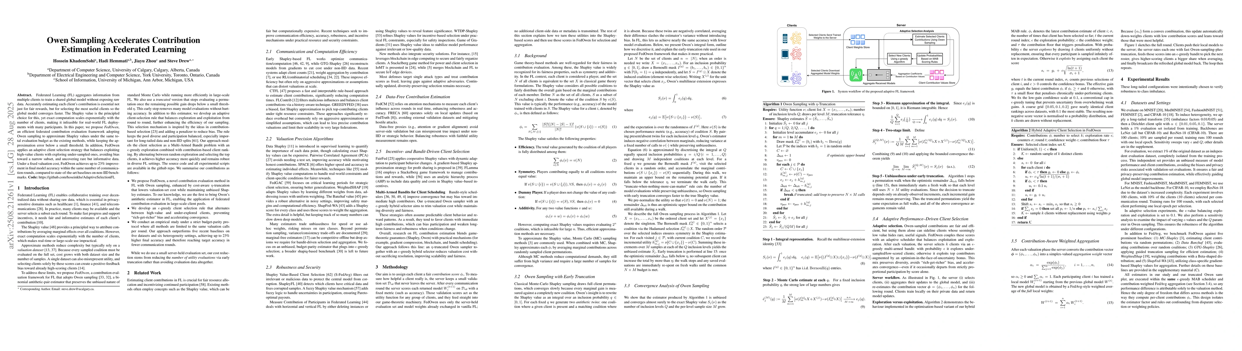 Thumbnail for Owen Sampling Accelerates Contribution Estimation in Federated Learning