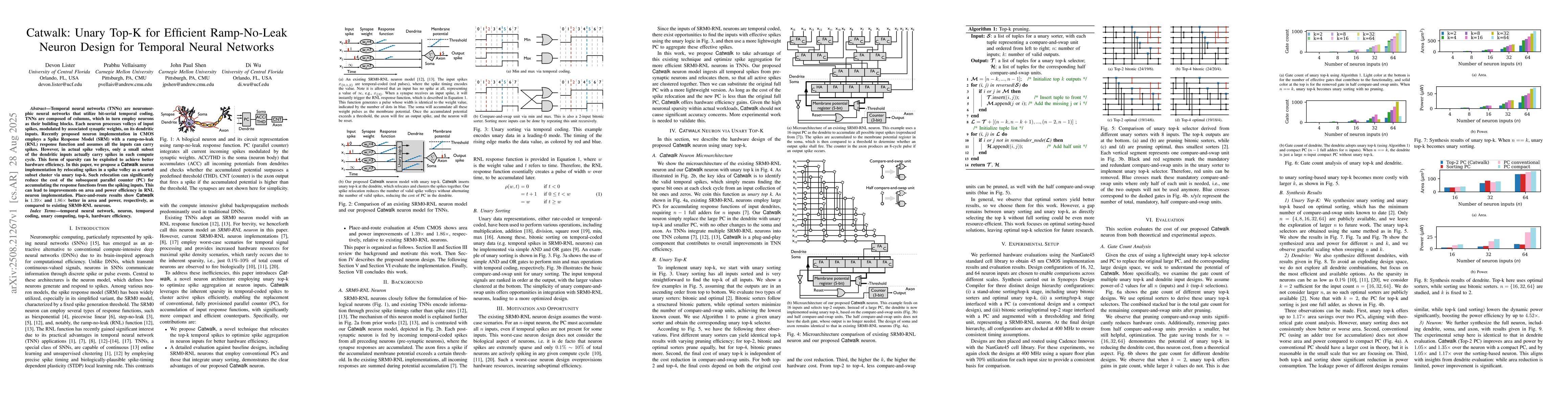 Thumbnail for Catwalk: Unary Top-K for Efficient Ramp-No-Leak Neuron Design for
  Temporal Neural Networks