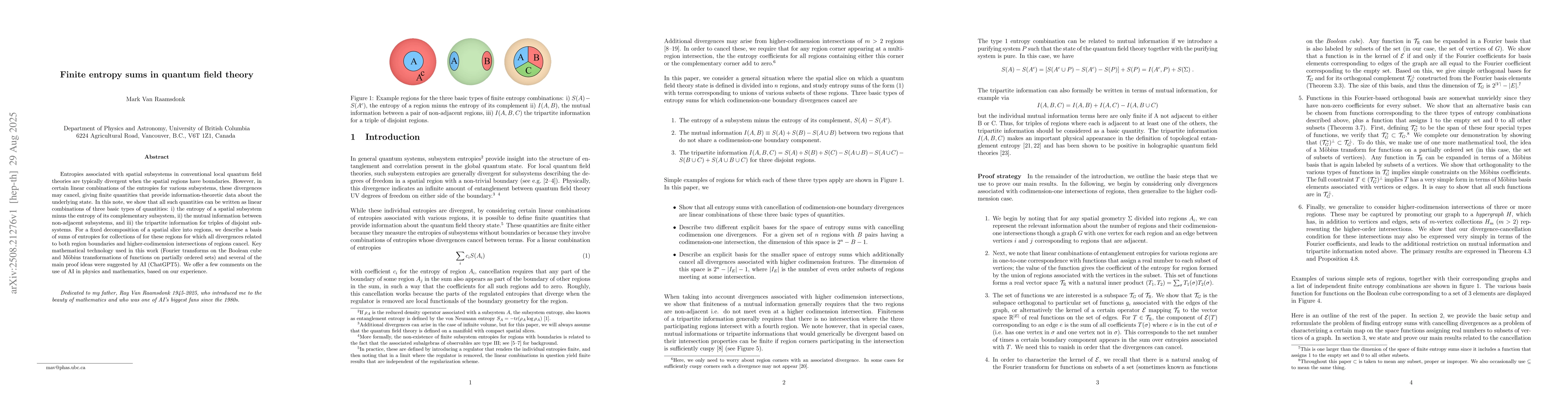 Thumbnail for Finite entropy sums in quantum field theory