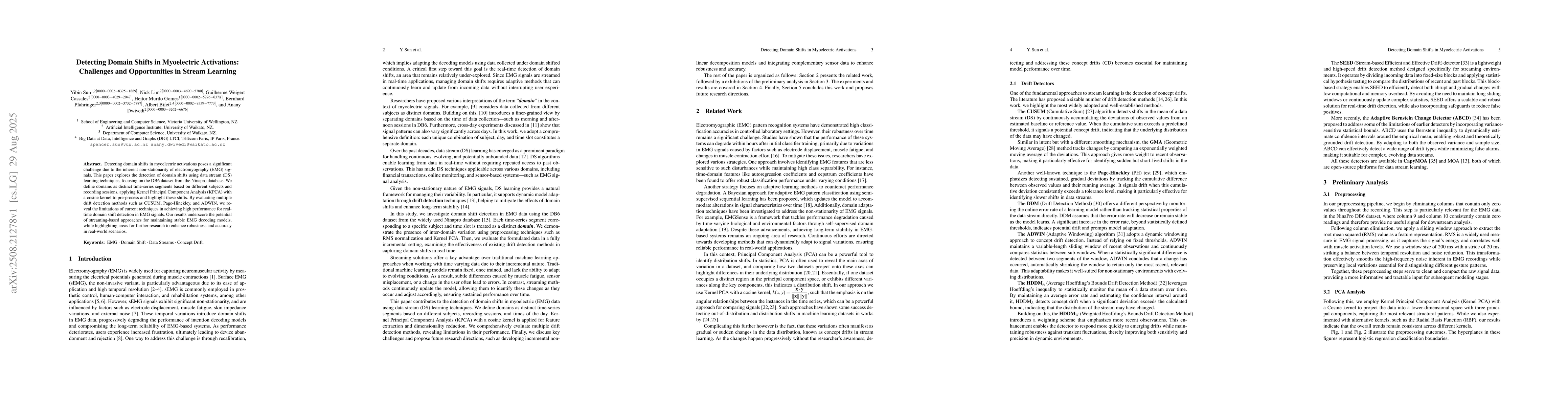 Thumbnail for Detecting Domain Shifts in Myoelectric Activations: Challenges and
  Opportunities in Stream Learning