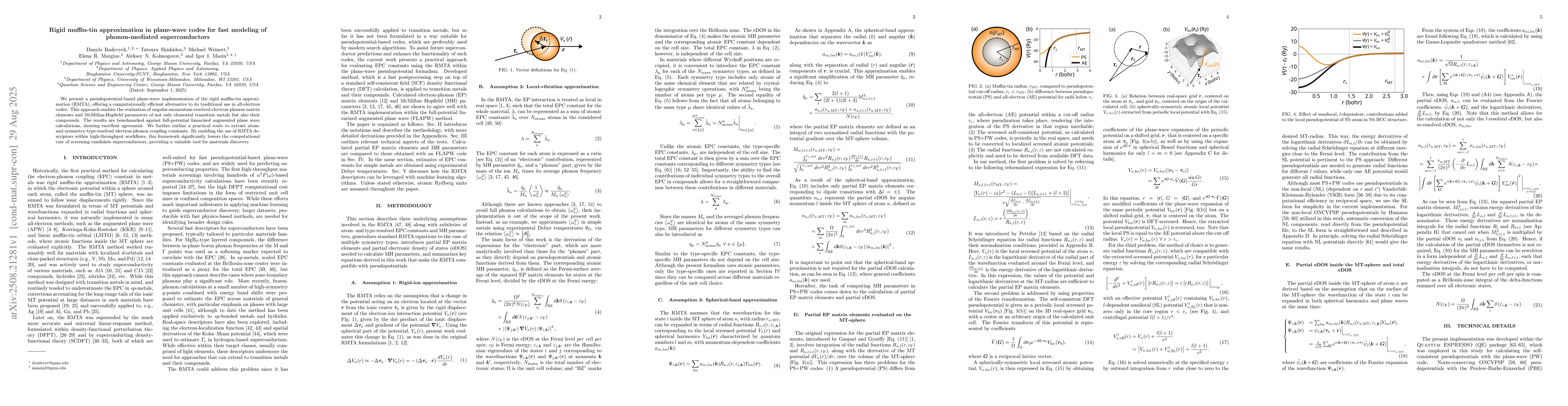 Thumbnail for Rigid muffin-tin approximation in plane-wave codes for fast modeling of
  phonon-mediated superconductors