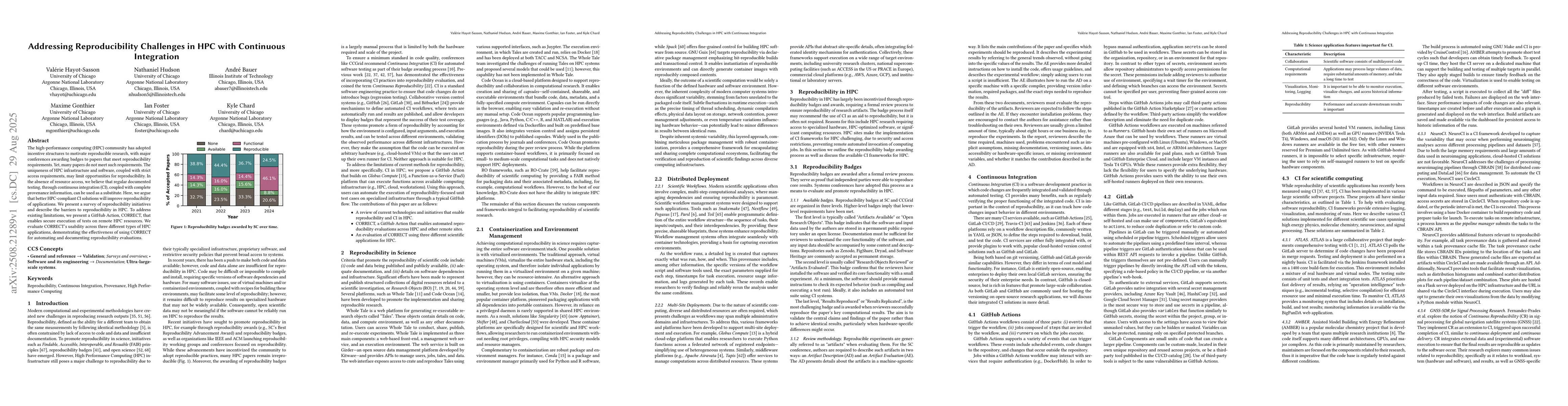 Thumbnail for Addressing Reproducibility Challenges in HPC with Continuous Integration
