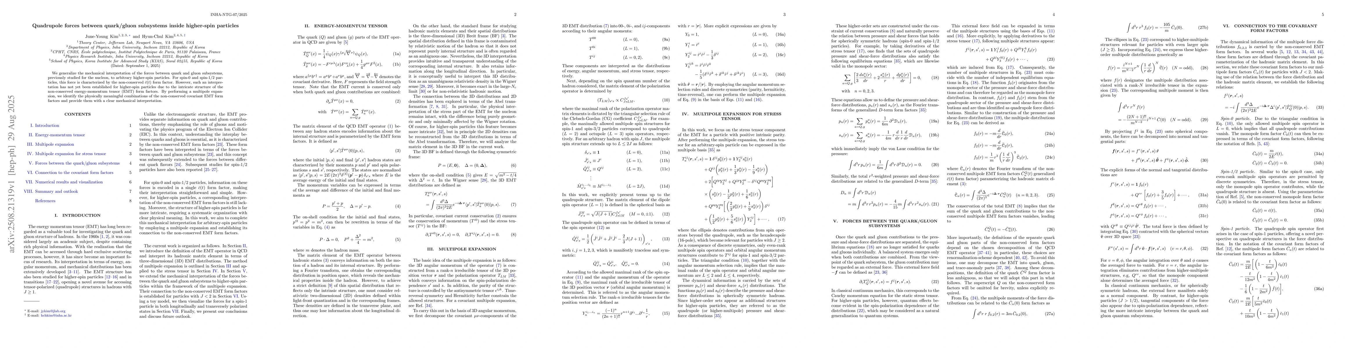 Thumbnail for Quadrupole forces between quark/gluon subsystems inside higher-spin
  particles