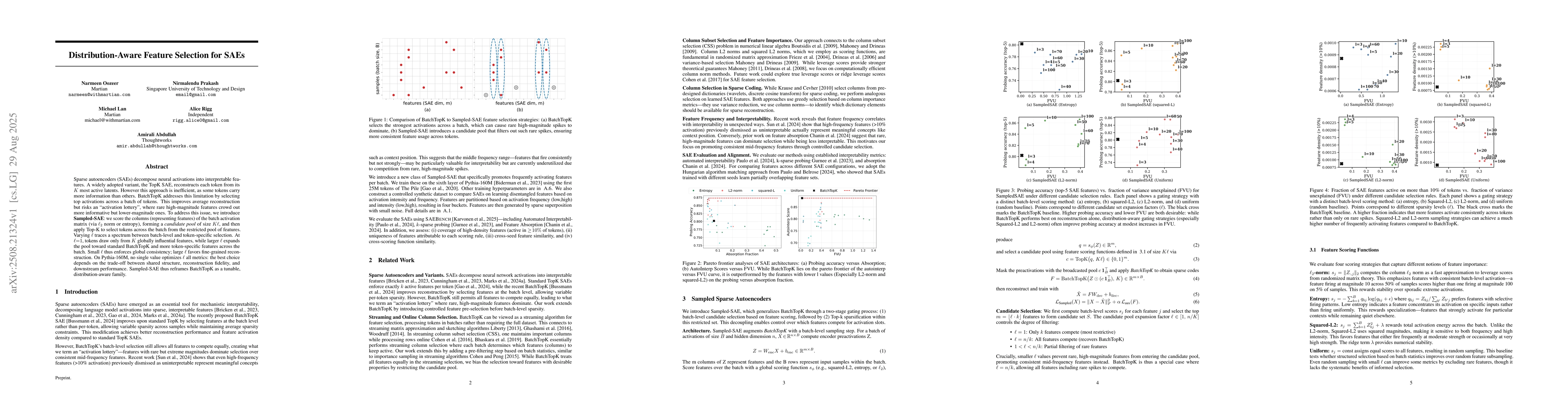 Thumbnail for Distribution-Aware Feature Selection for SAEs