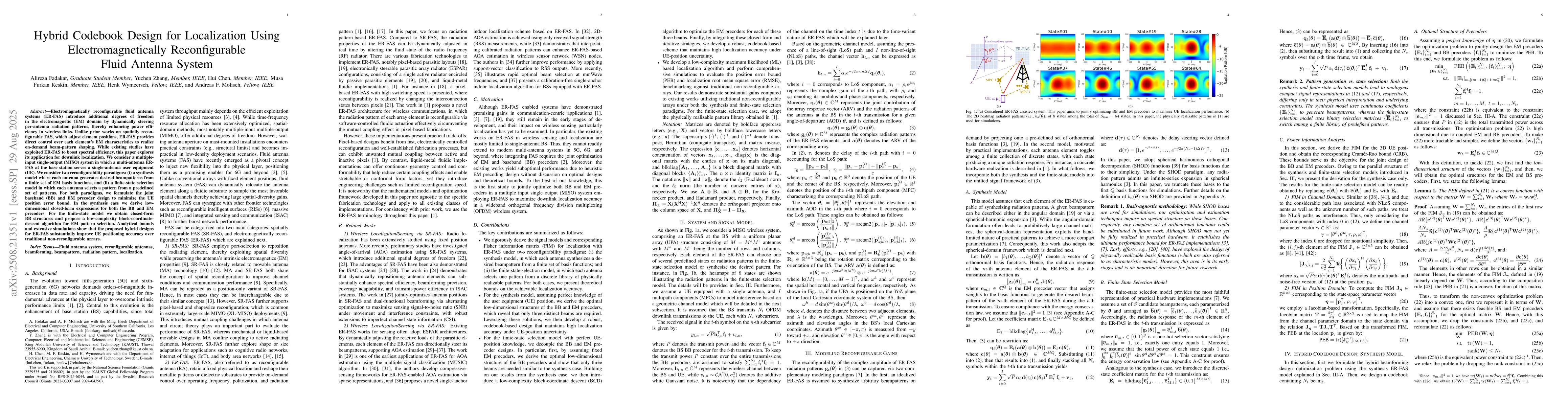Thumbnail for Hybrid Codebook Design for Localization Using Electromagnetically
  Reconfigurable Fluid Antenna System