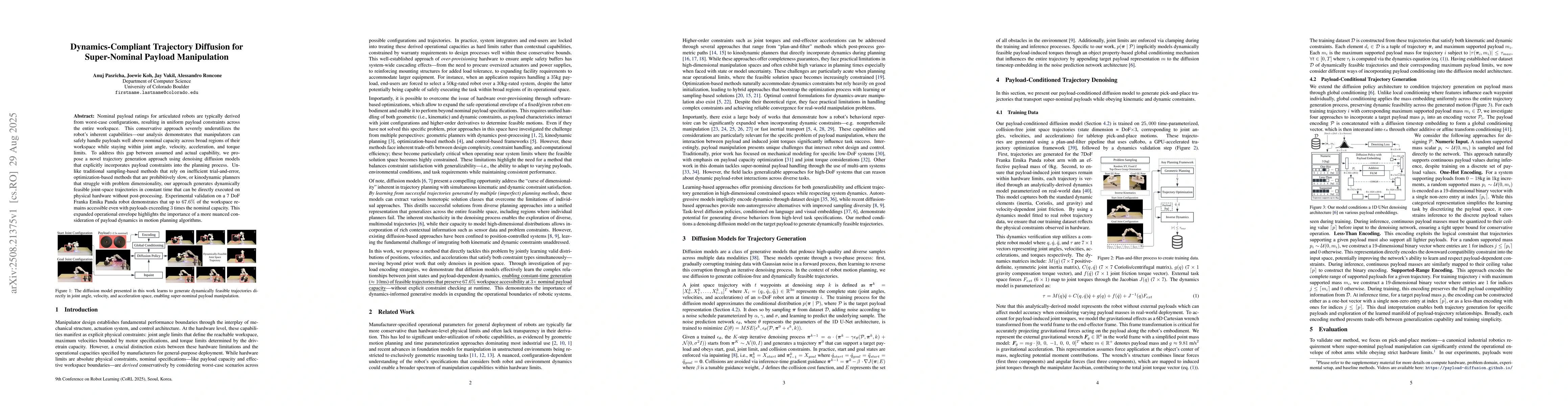 Thumbnail for Dynamics-Compliant Trajectory Diffusion for Super-Nominal Payload
  Manipulation