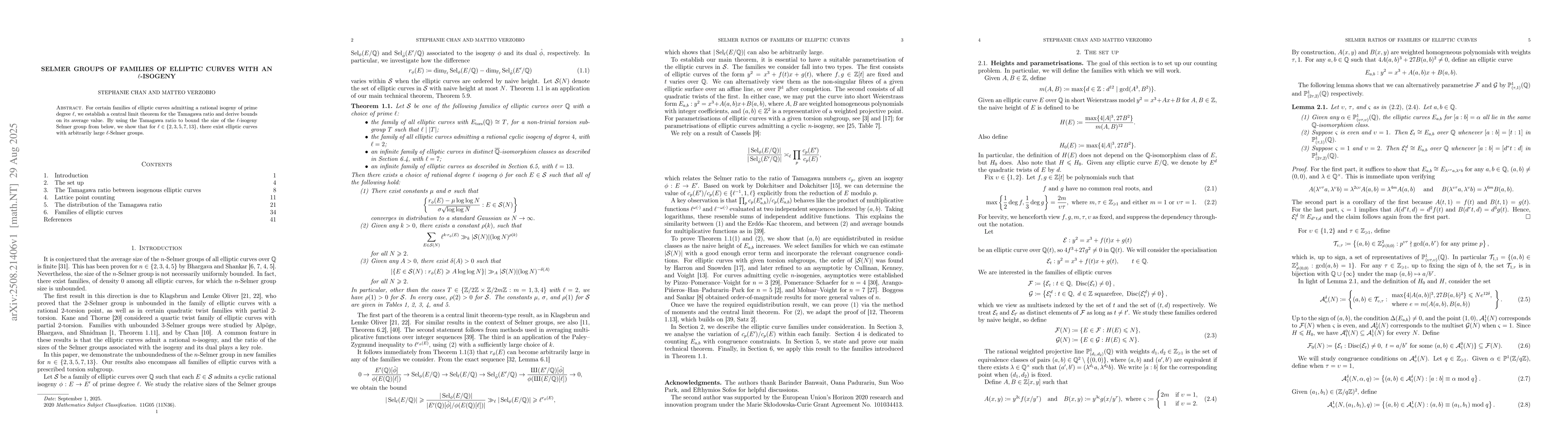 Thumbnail for Selmer groups of families of elliptic curves with an $\ell$-isogeny