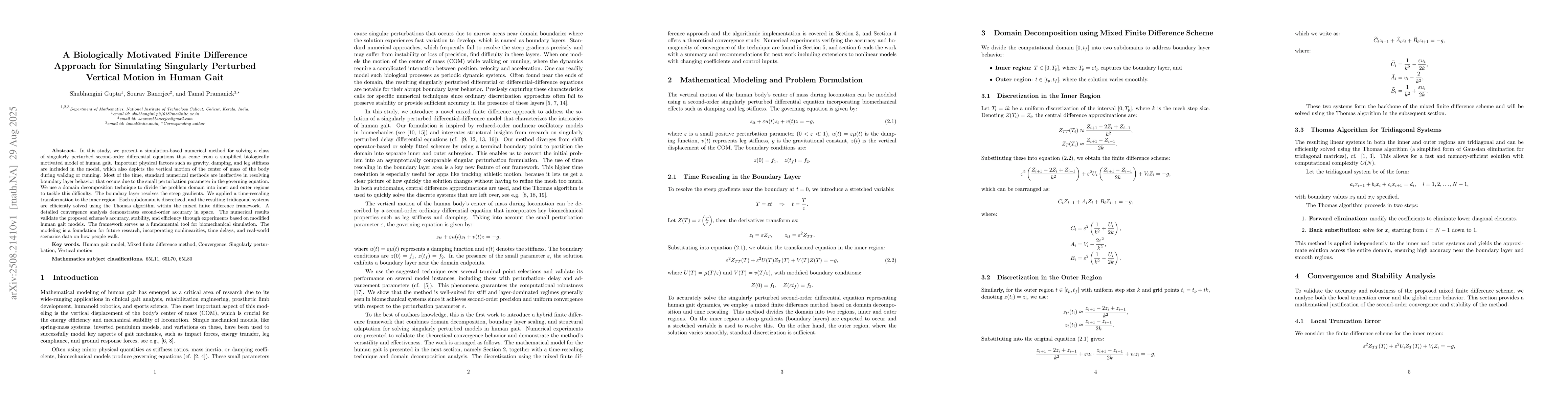 Thumbnail for A Biologically Motivated Finite Difference Approach for Simulating
  Singularly Perturbed Vertical Motion in Human Gait