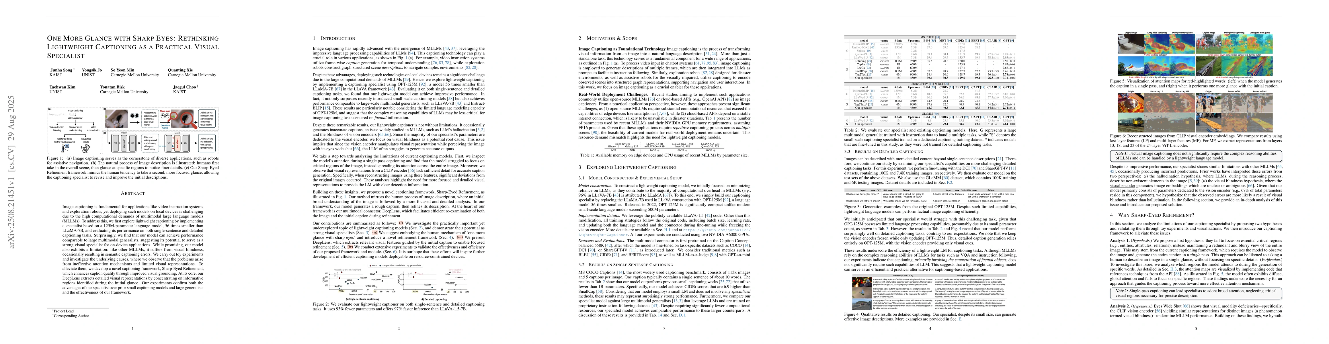 Thumbnail for One More Glance with Sharp Eyes: Rethinking Lightweight Captioning as a
  Practical Visual Specialist