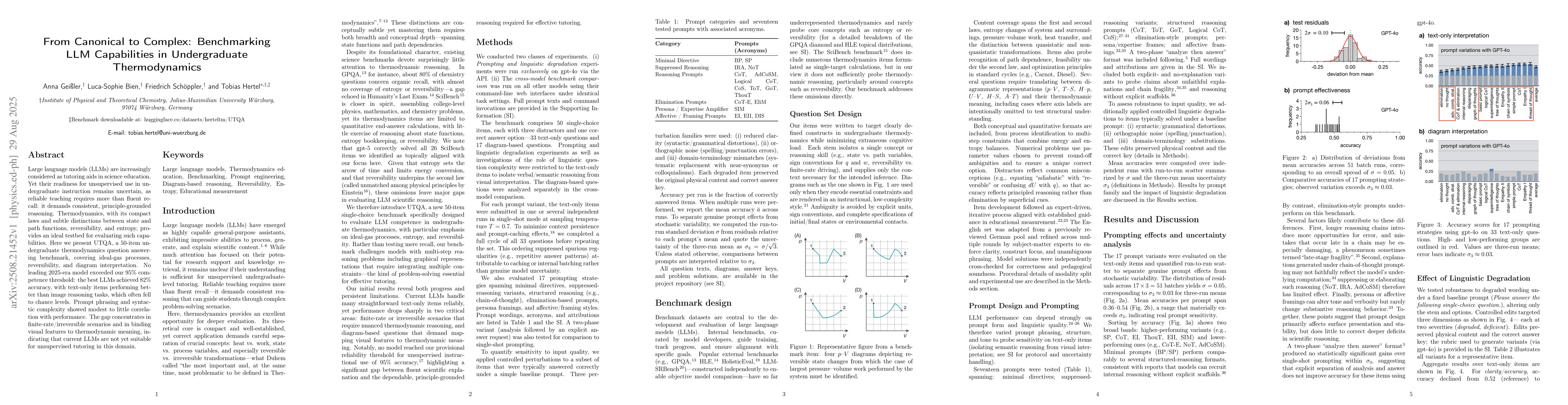 Thumbnail for From Canonical to Complex: Benchmarking LLM Capabilities in
  Undergraduate Thermodynamics