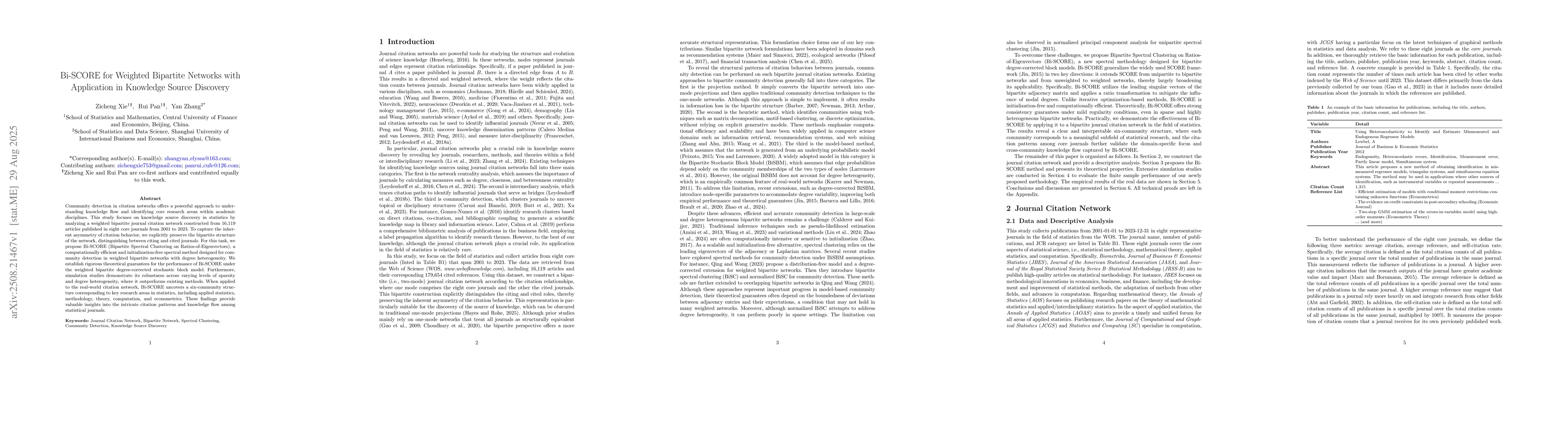 Thumbnail for Bi-SCORE for Weighted Bipartite Networks with Application in Knowledge
  Source Discovery