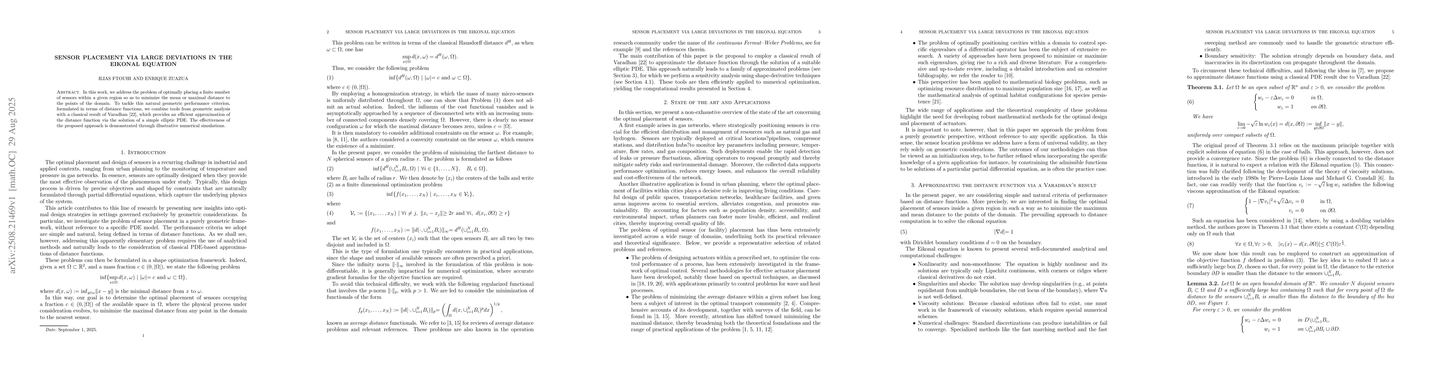 Thumbnail for Sensor placement via large deviations in the Eikonal equation