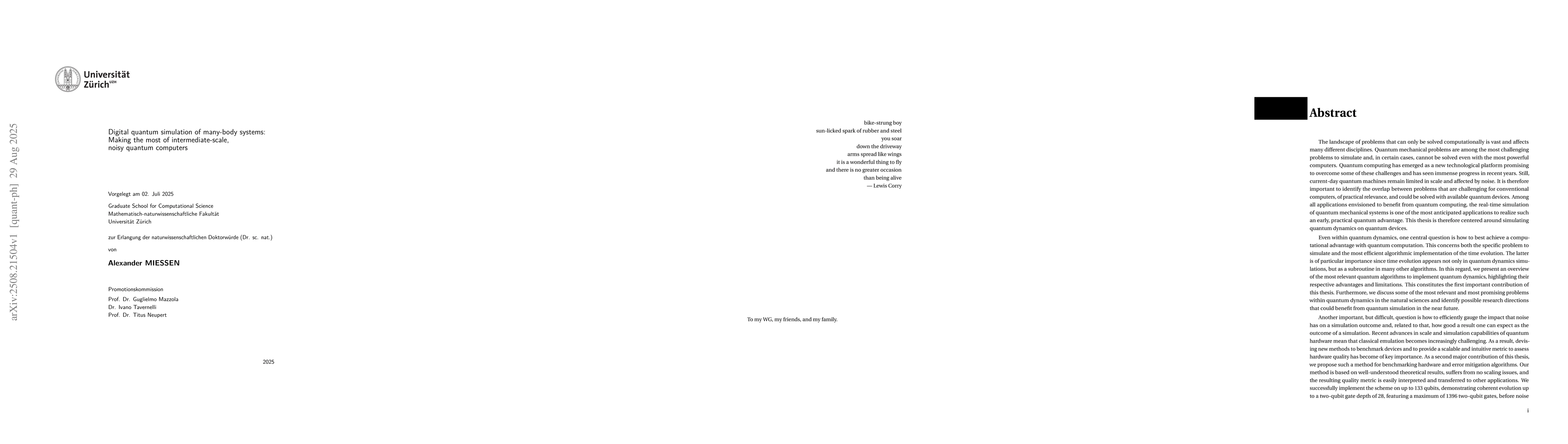 Thumbnail for Digital quantum simulation of many-body systems: Making the most of
  intermediate-scale, noisy quantum computers