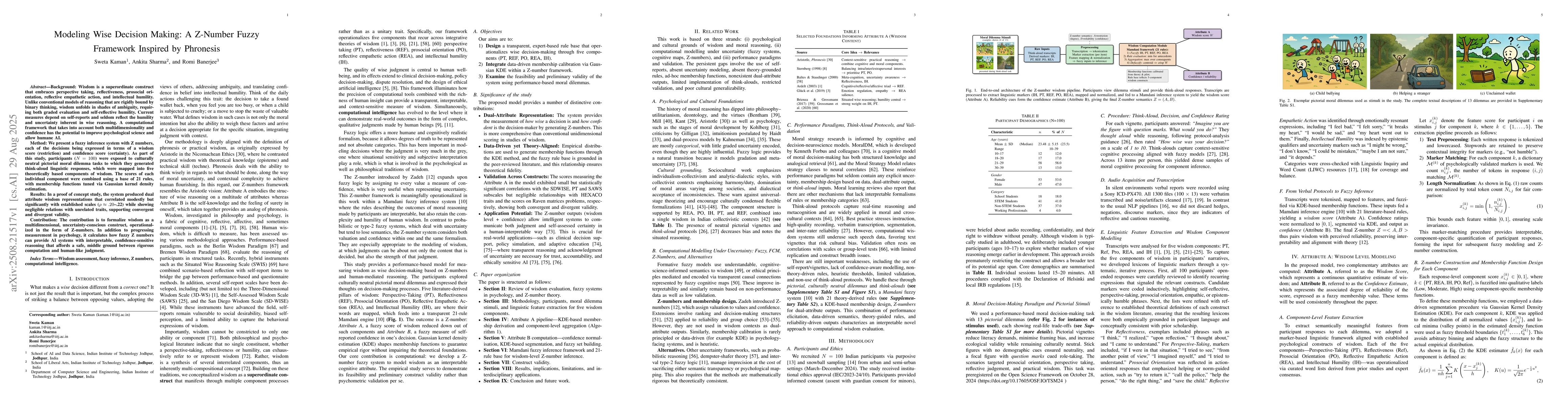 Thumbnail for Modeling Wise Decision Making: A Z-Number Fuzzy Framework Inspired by
  Phronesis