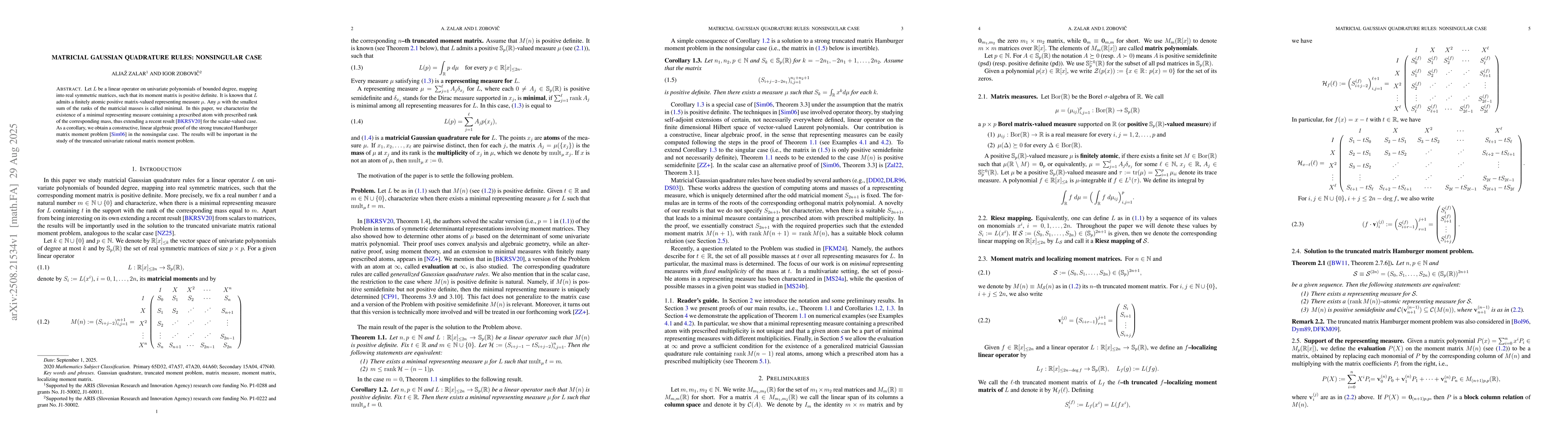 Thumbnail for Matricial Gaussian quadrature rules: nonsingular case