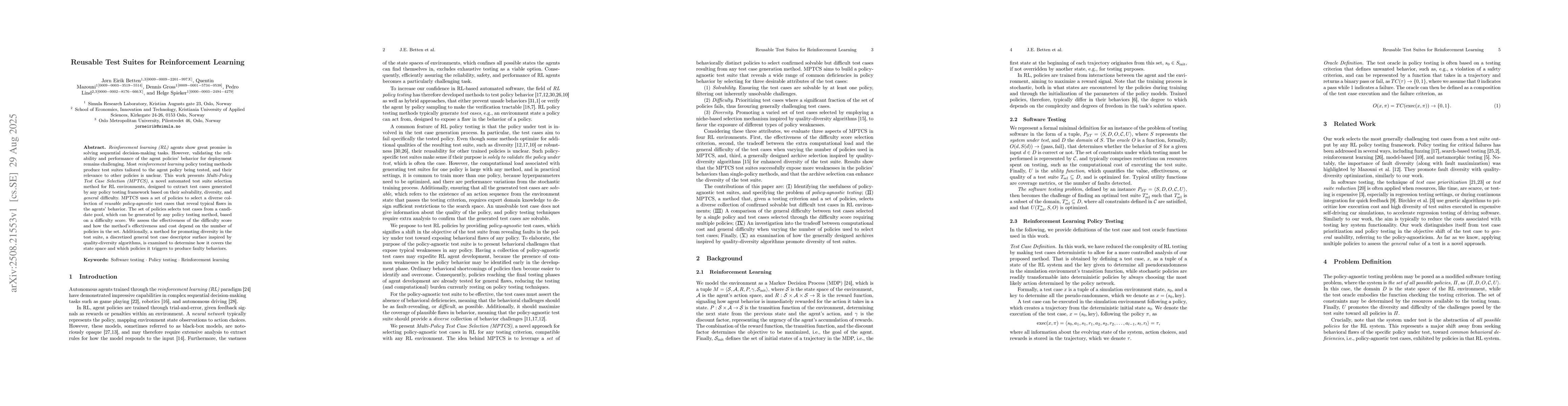 Thumbnail for Reusable Test Suites for Reinforcement Learning