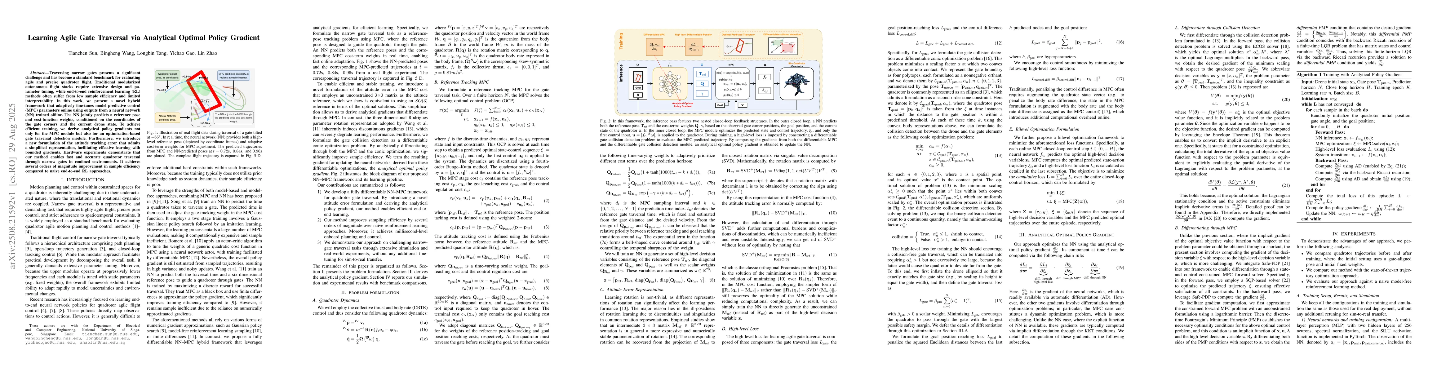 Thumbnail for Learning Agile Gate Traversal via Analytical Optimal Policy Gradient