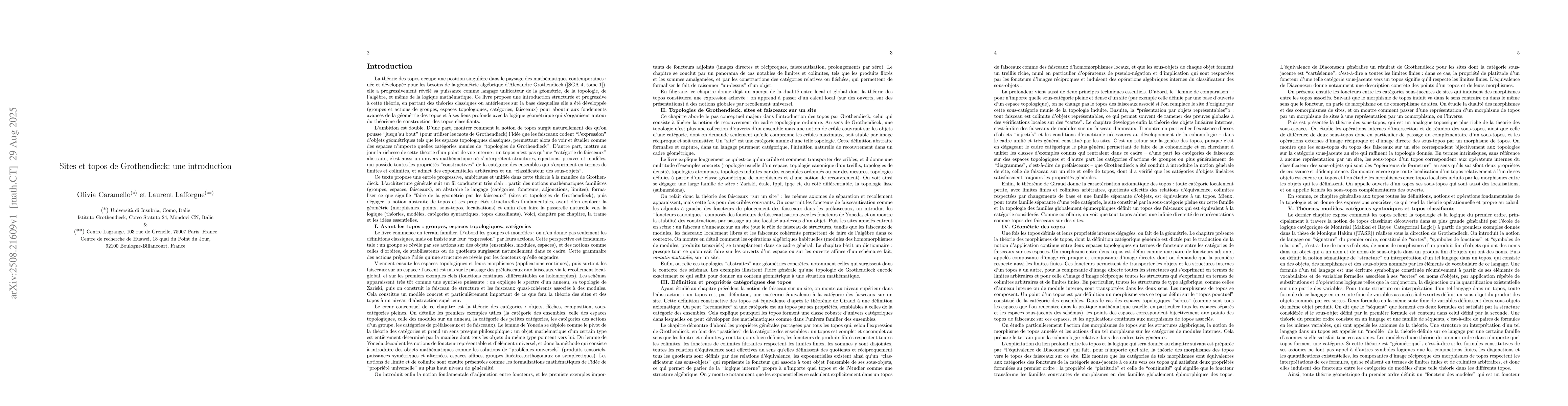 Thumbnail for Sites and Grothendieck toposes: an introduction