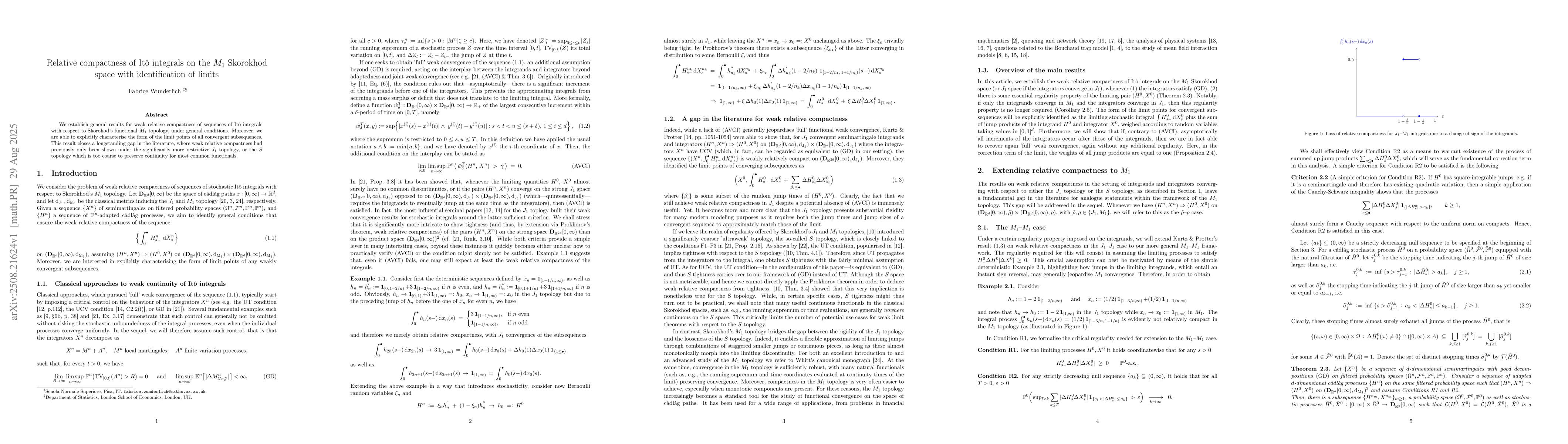 Thumbnail for Relative compactness of Itô integrals on the M1 Skorokhod space with
  identification of limits