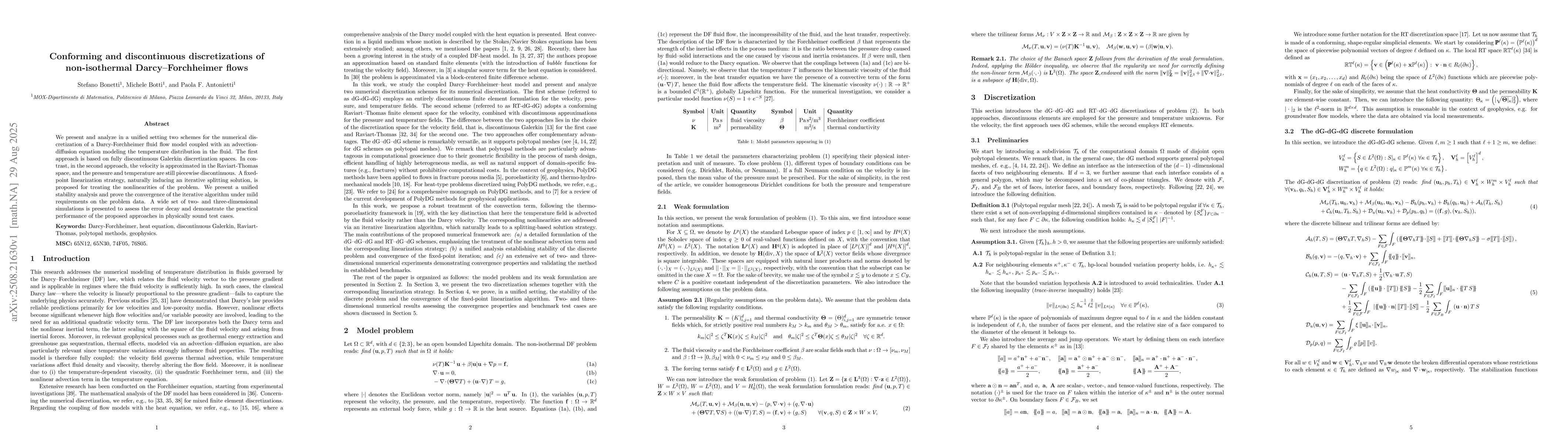 Thumbnail for Conforming and discontinuous discretizations of non-isothermal
  Darcy-Forchheimer flows