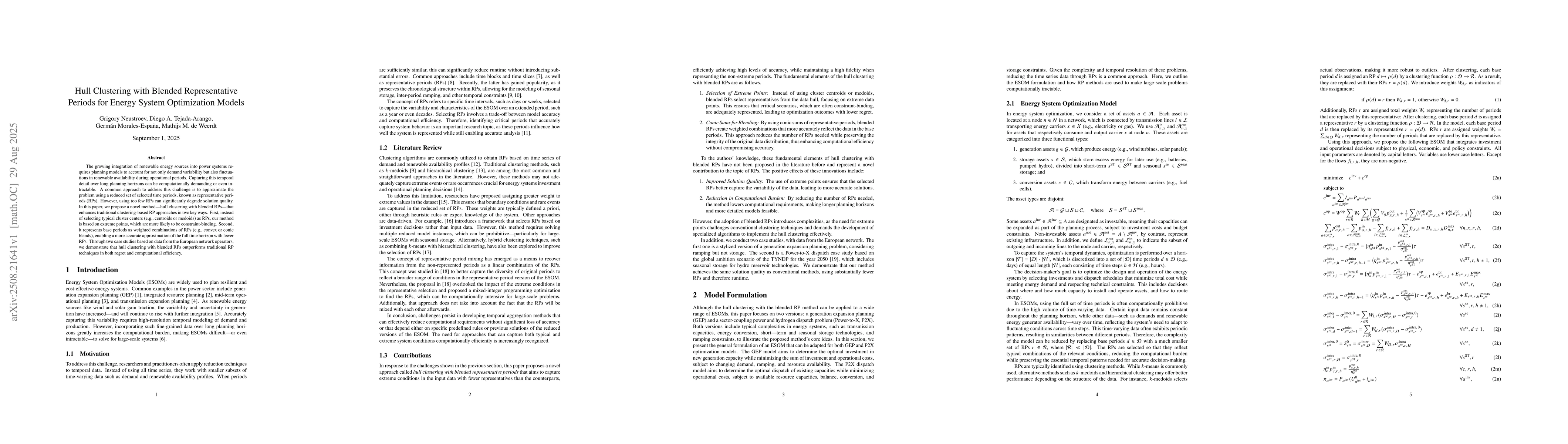 Thumbnail for Hull Clustering with Blended Representative Periods for Energy System
  Optimization Models