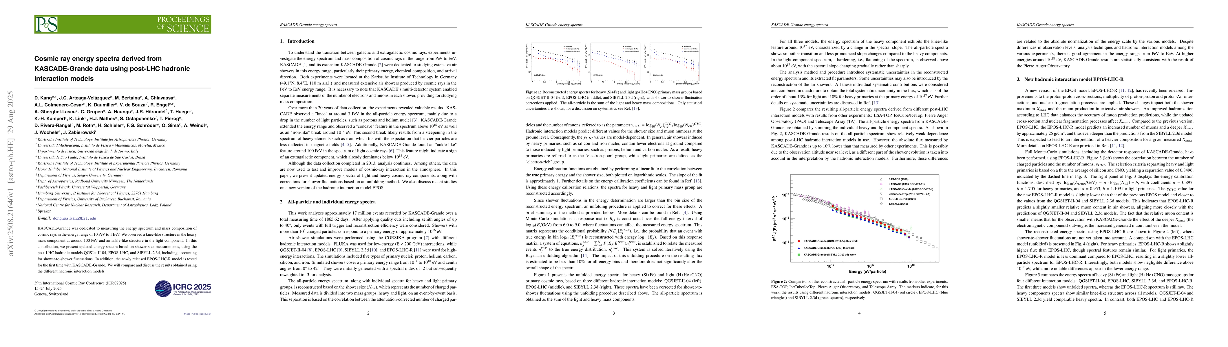 Thumbnail for Cosmic ray energy spectra derived from KASCADE-Grande data using
  post-LHC hadronic interaction models