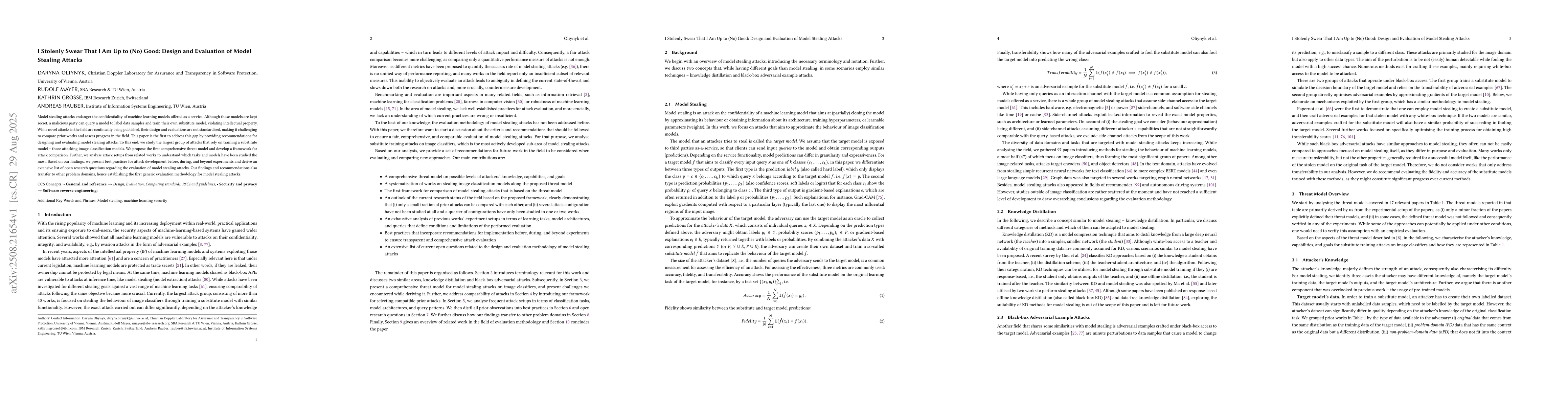 Thumbnail for I Stolenly Swear That I Am Up to (No) Good: Design and Evaluation of
  Model Stealing Attacks