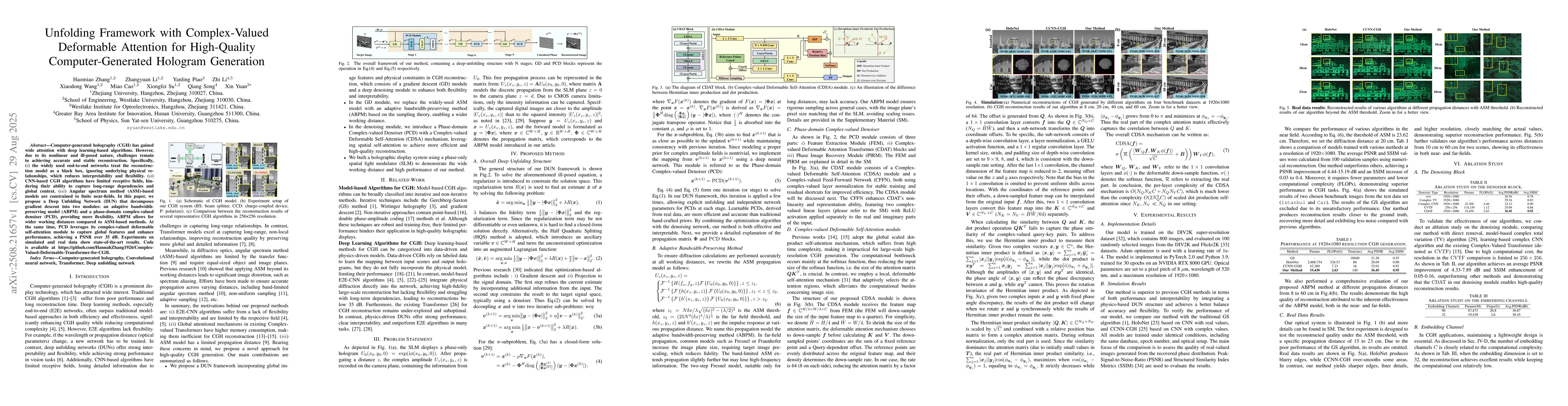 Thumbnail for Unfolding Framework with Complex-Valued Deformable Attention for
  High-Quality Computer-Generated Hologram Generation