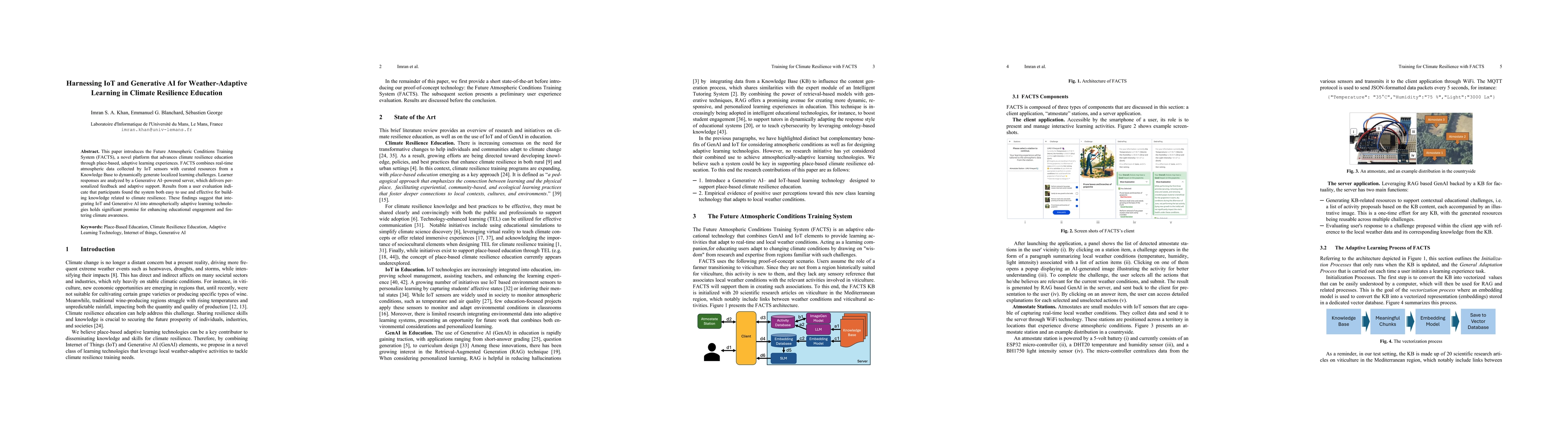 Thumbnail for Harnessing IoT and Generative AI for Weather-Adaptive Learning in
  Climate Resilience Education