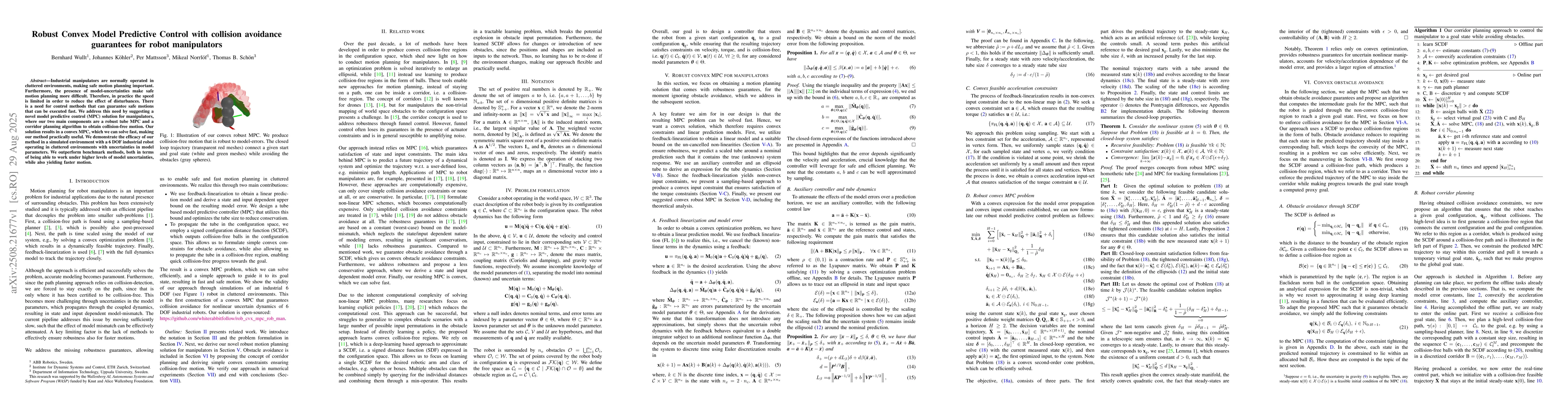 Thumbnail for Robust Convex Model Predictive Control with collision avoidance
  guarantees for robot manipulators