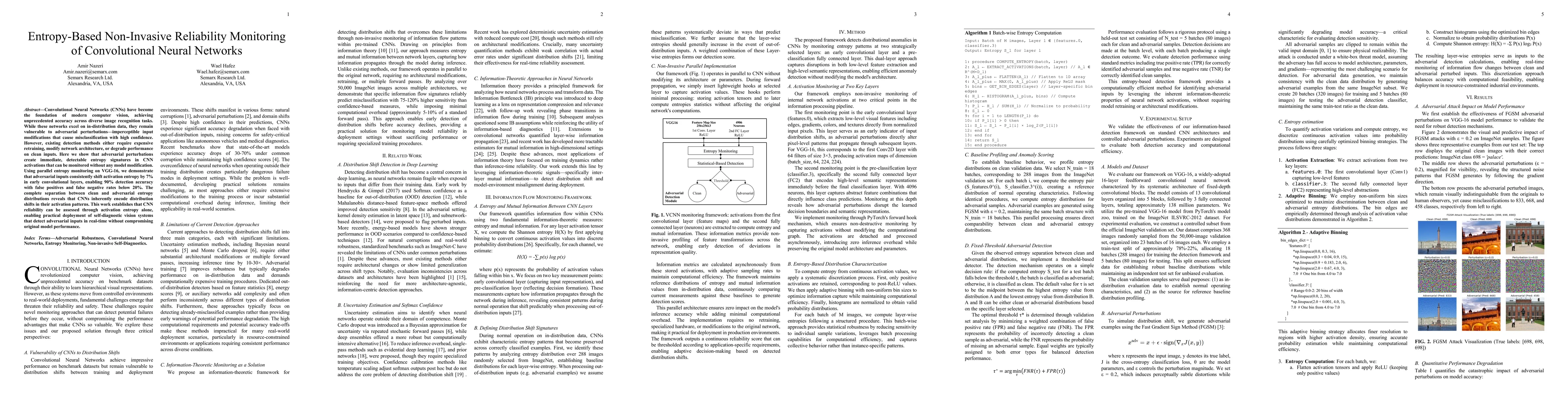 Thumbnail for Entropy-Based Non-Invasive Reliability Monitoring of Convolutional
  Neural Networks