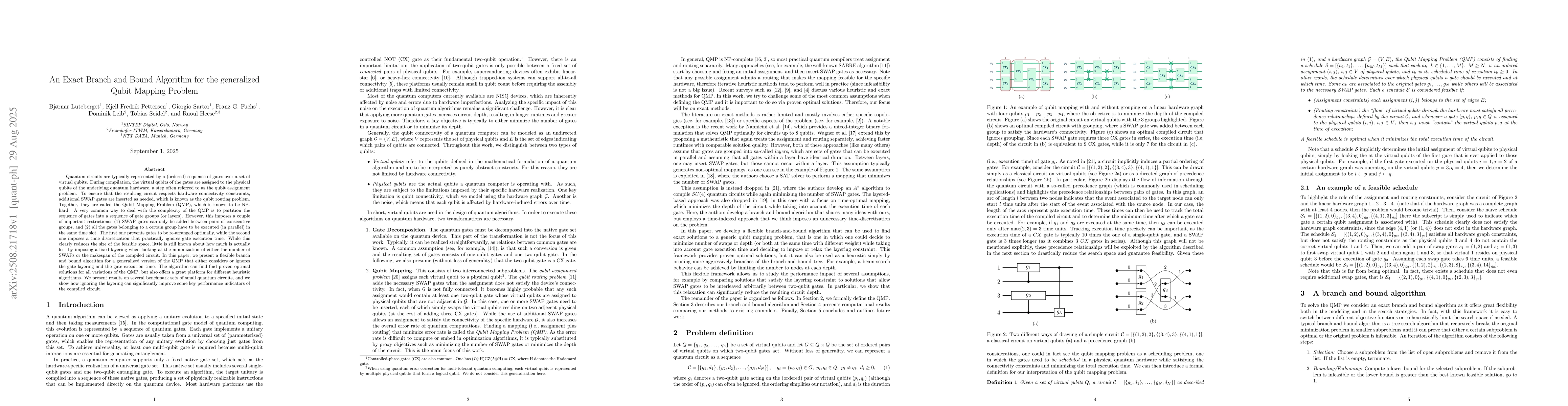 Thumbnail for An Exact Branch and Bound Algorithm for the generalized Qubit Mapping
  Problem