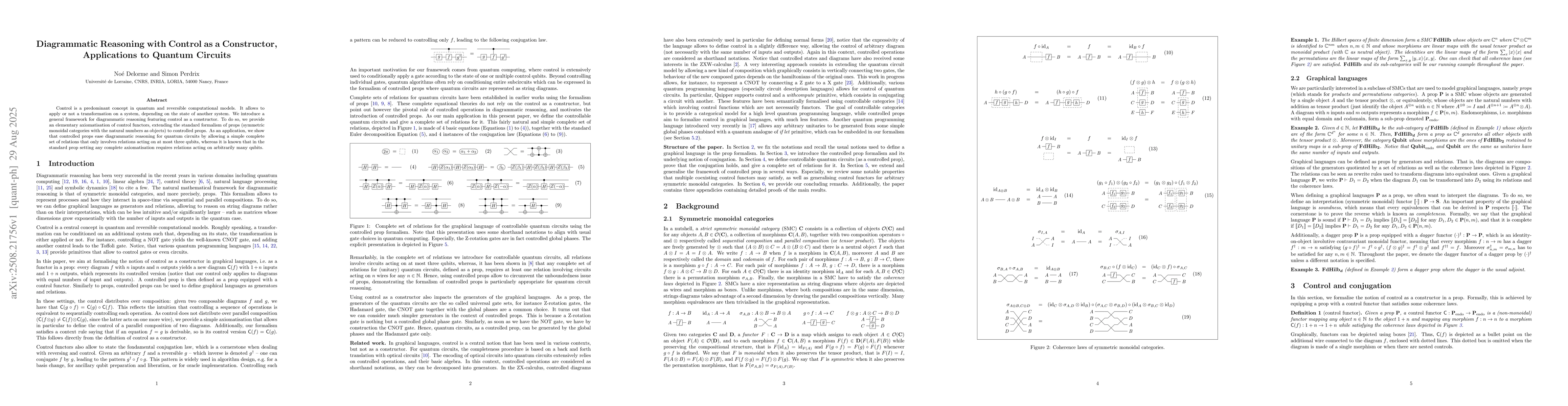 Thumbnail for Diagrammatic Reasoning with Control as a Constructor, Applications to
  Quantum Circuits