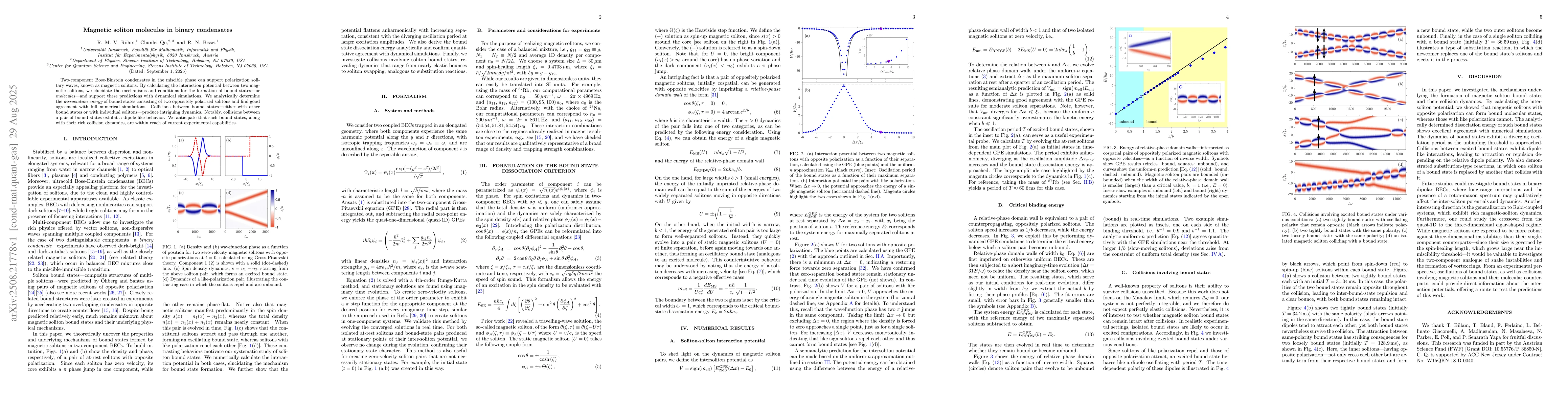 Thumbnail for Magnetic soliton molecules in binary condensates