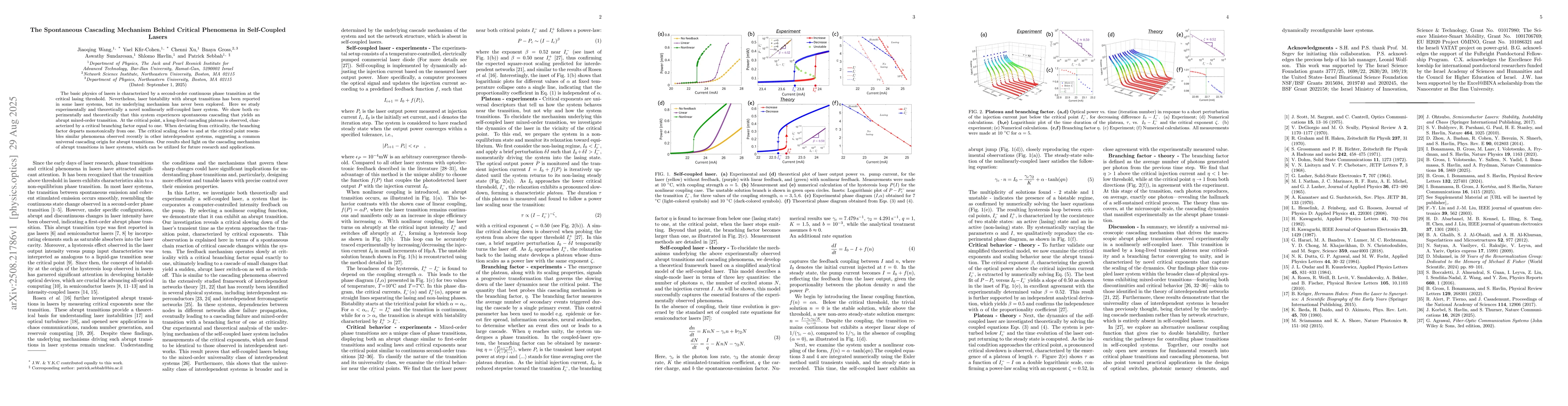 Thumbnail for The Spontaneous Cascading Mechanism Behind Critical Phenomena in
  Self-Coupled Lasers