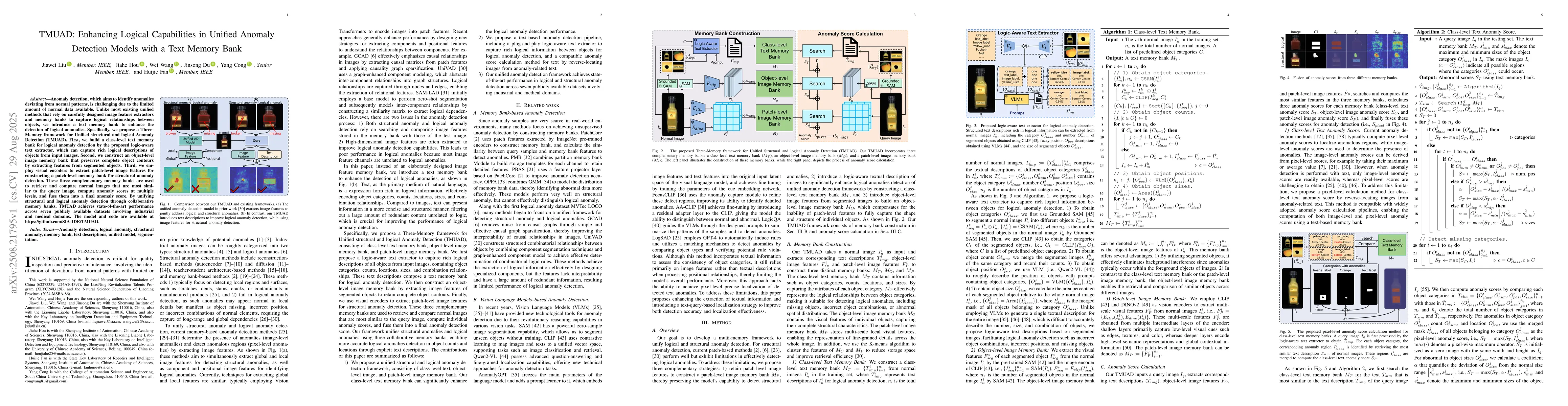 Thumbnail for TMUAD: Enhancing Logical Capabilities in Unified Anomaly Detection
  Models with a Text Memory Bank