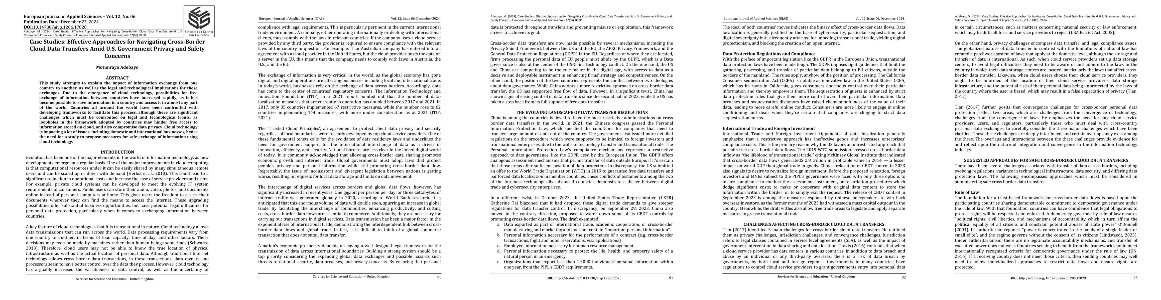 Thumbnail for Case Studies: Effective Approaches for Navigating Cross-Border Cloud
  Data Transfers Amid U.S. Government Privacy and Safety Concerns
