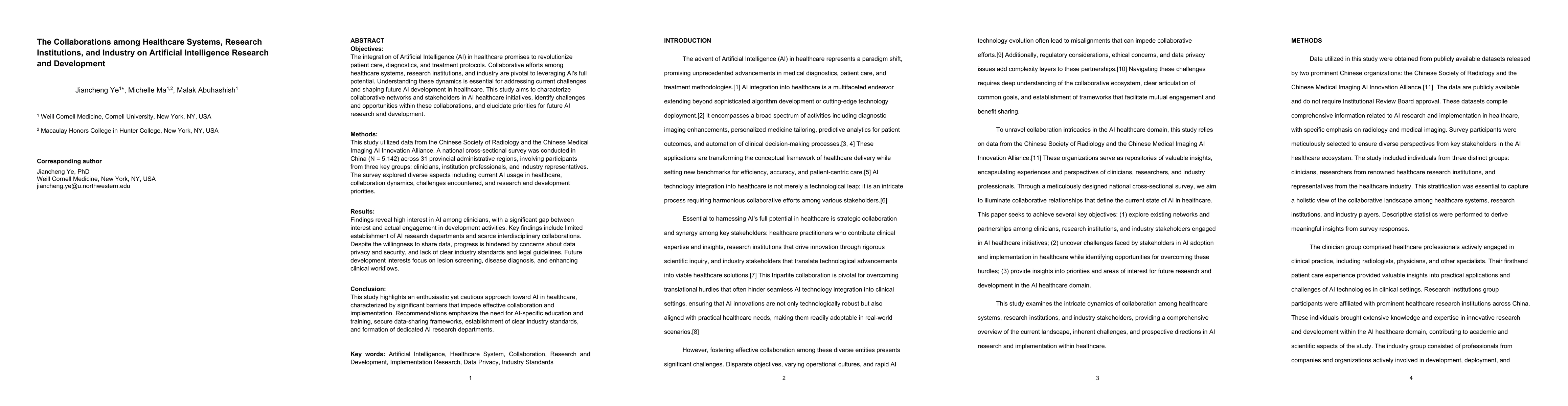 Thumbnail for The Collaborations among Healthcare Systems, Research Institutions, and
  Industry on Artificial Intelligence Research and Development
