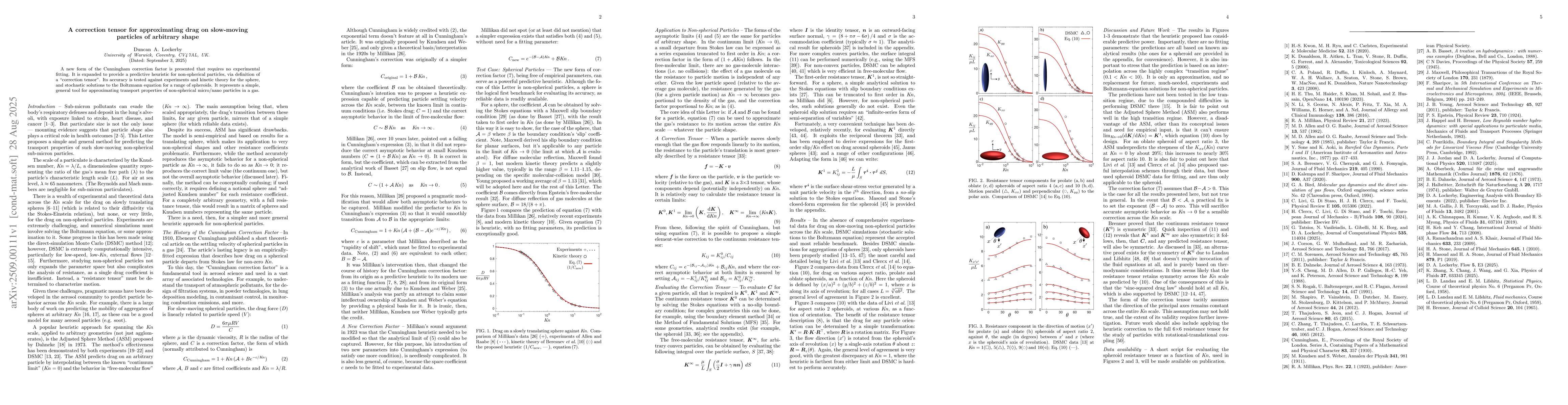 Thumbnail for A correction tensor for approximating drag on slow-moving particles of
  arbitrary shape