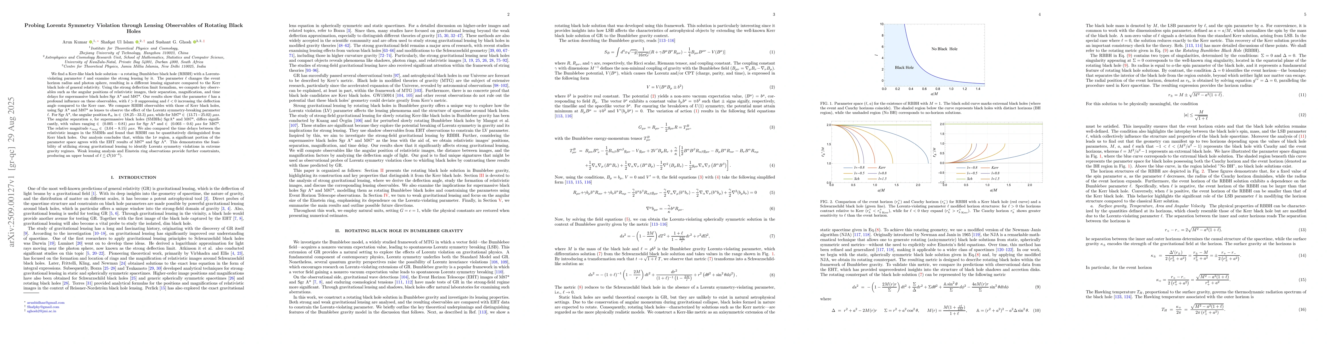 Thumbnail for Probing Lorentz Symmetry Violation through Lensing Observables of
  Rotating Black Holes