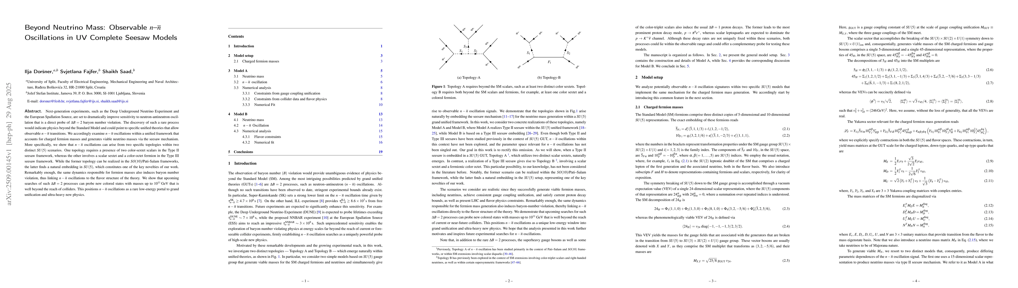 Thumbnail for Beyond Neutrino Mass: Observable $n$-$\overline{n}$ Oscillations in UV
  Complete Seesaw Models