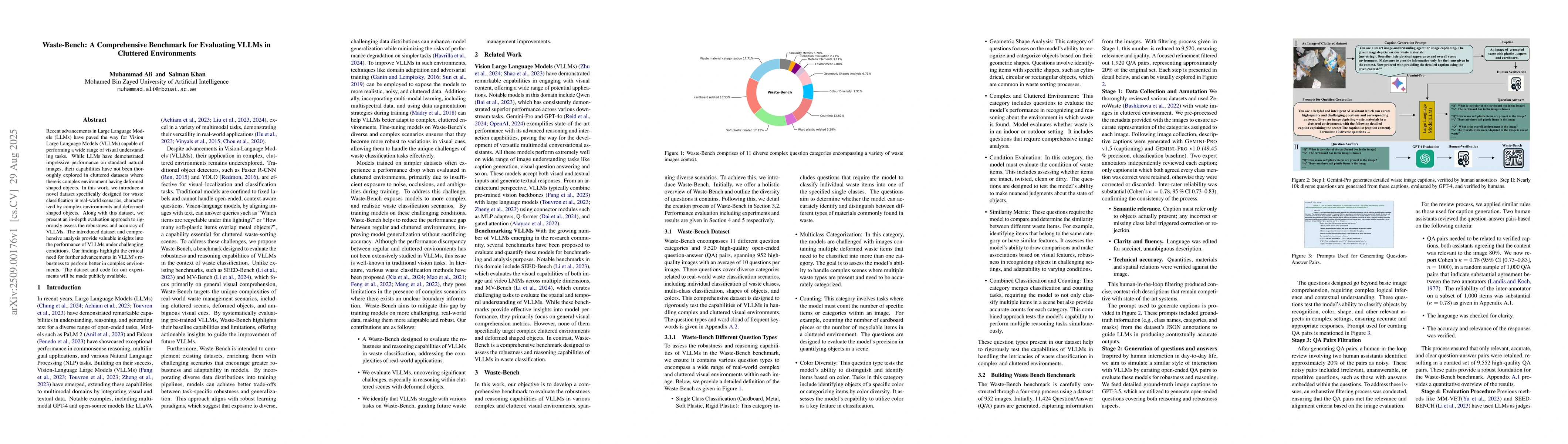 Thumbnail for Waste-Bench: A Comprehensive Benchmark for Evaluating VLLMs in Cluttered
  Environments