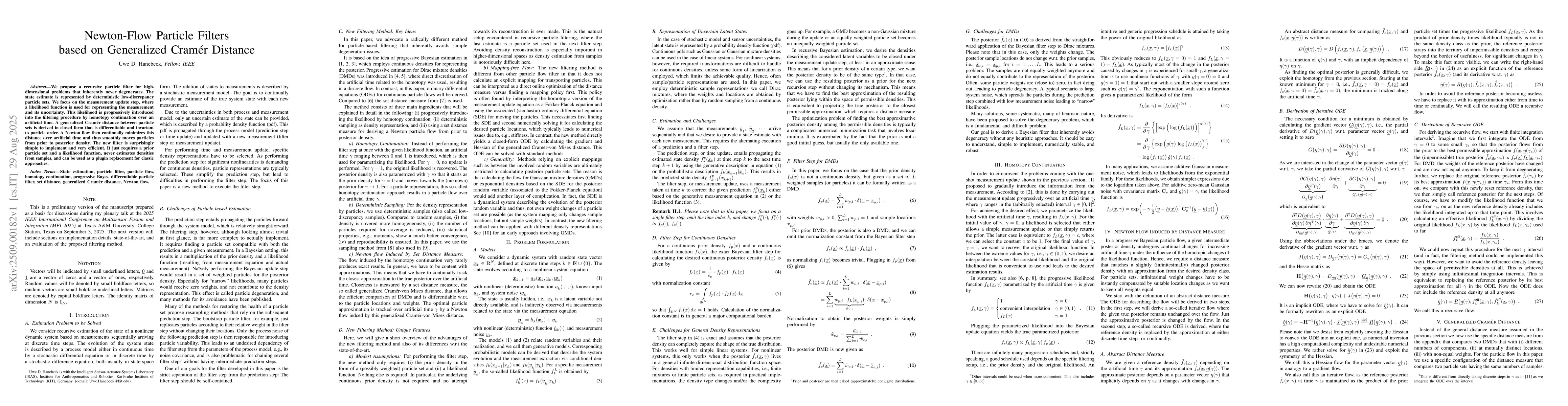 Thumbnail for Newton-Flow Particle Filters based on Generalized Cramér Distance