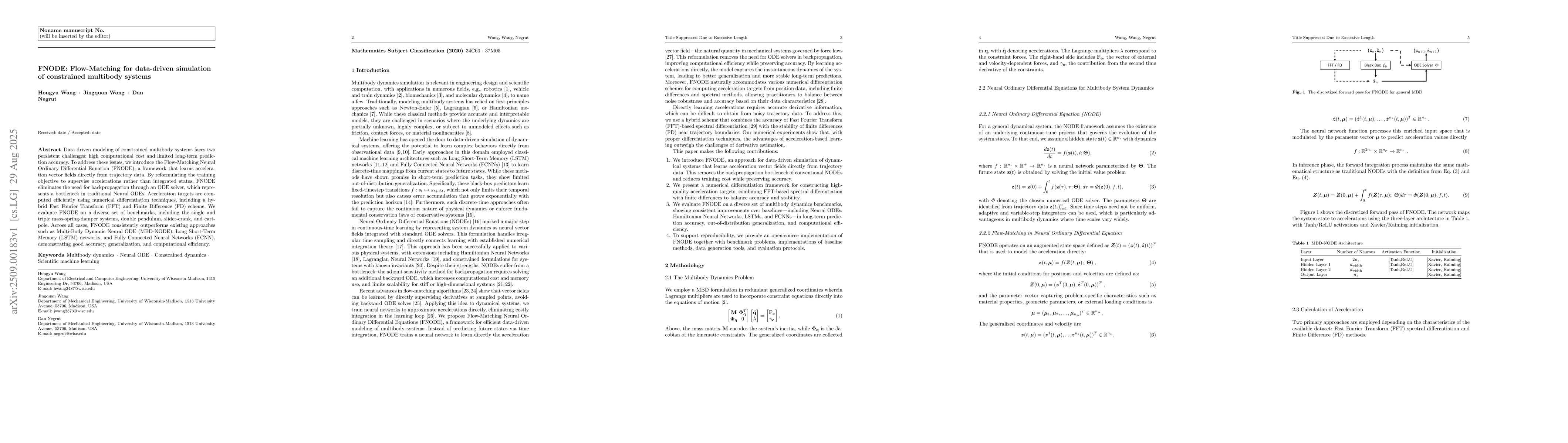 Thumbnail for FNODE: Flow-Matching for data-driven simulation of constrained multibody
  systems