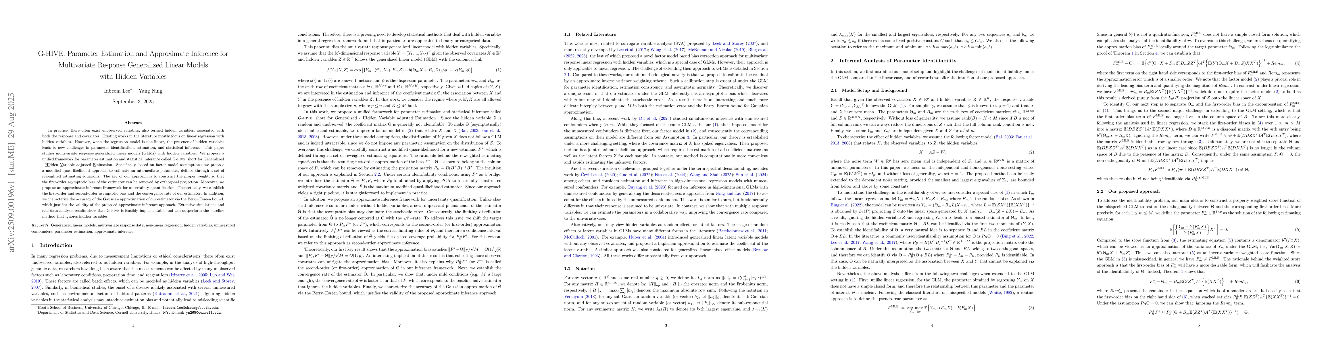 Thumbnail for G-HIVE: Parameter Estimation and Approximate Inference for Multivariate
  Response Generalized Linear Models with Hidden Variables