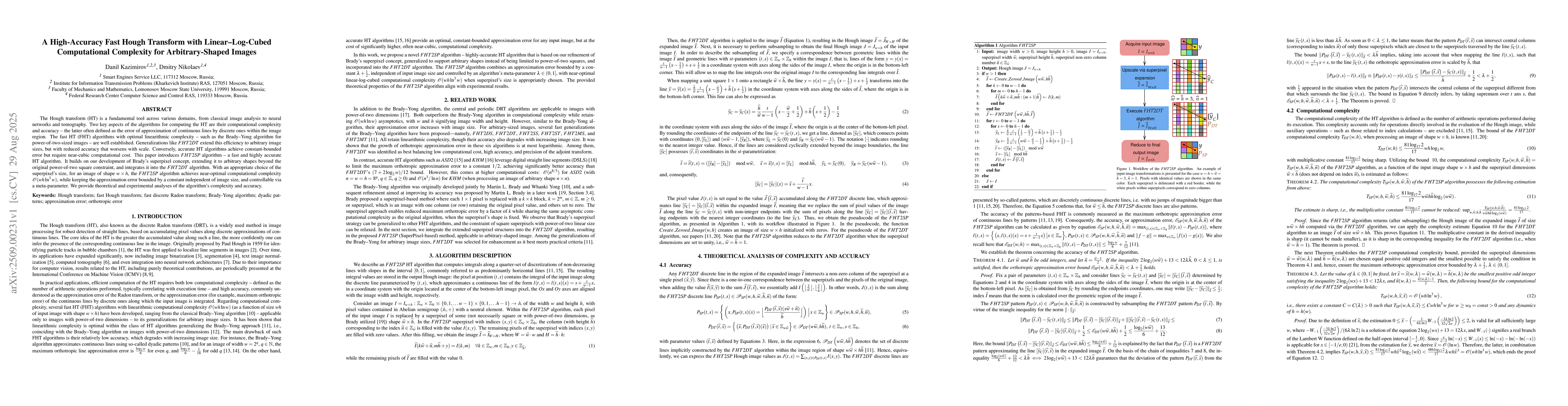 Thumbnail for A High-Accuracy Fast Hough Transform with Linear-Log-Cubed Computational
  Complexity for Arbitrary-Shaped Images